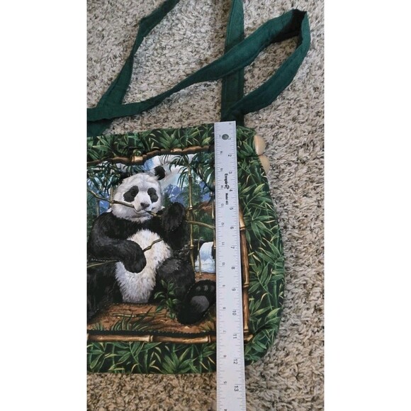 Vintage Panda Bears Handbag Wallet Set Of 2 Bamboo Leaves Green Cute Purse Tote - Picture 12 of 15